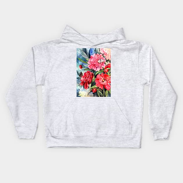 Peonies Kids Hoodie by AnnaY 